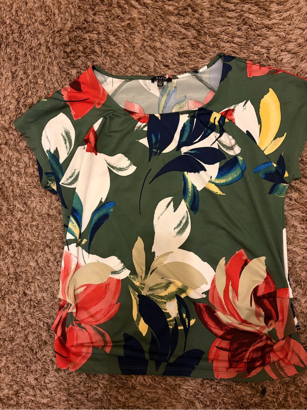 AUW Floral Print Blouse Size Large